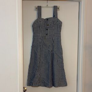 Rachel Navy and White Strapless Dress